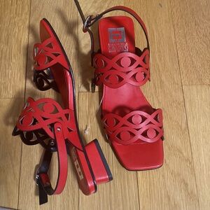 Emanuele Cransto Made in Italy Leather Cut Dual Band Flat Womens Sandals.